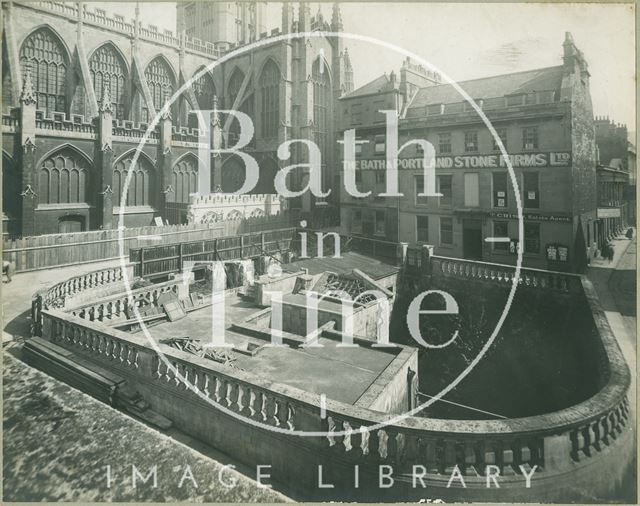 Kingston Parade and the eastern Roman Baths, Bath c.1924