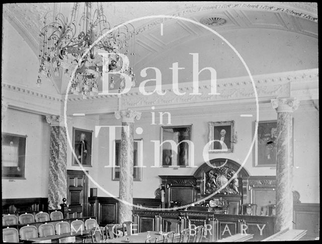 Interior of Council Chamber, the Guildhall, Bath c.1905