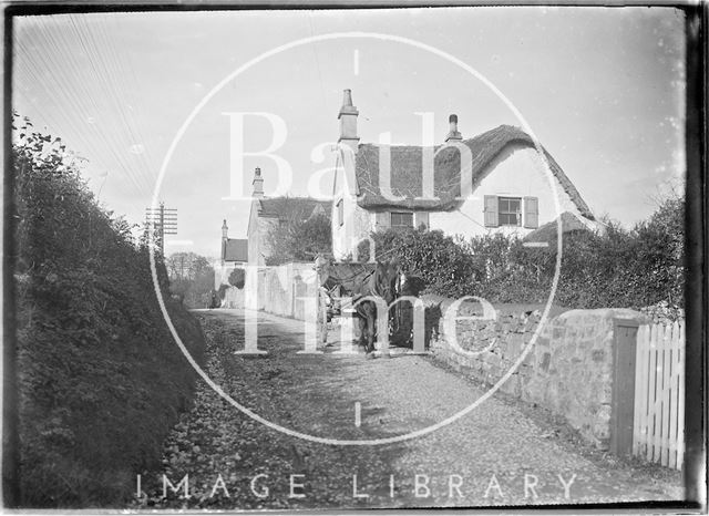 Early thatched cottages with horse & cart, Old Midford Road, Bath c.1910