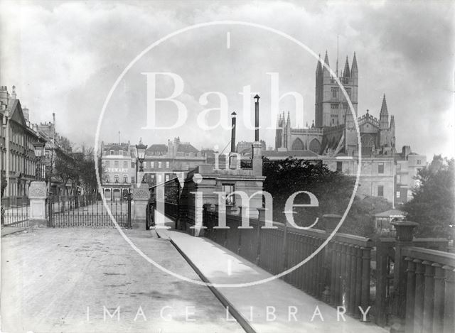 View of Bath Abbey from North Parade Bridge c.1892