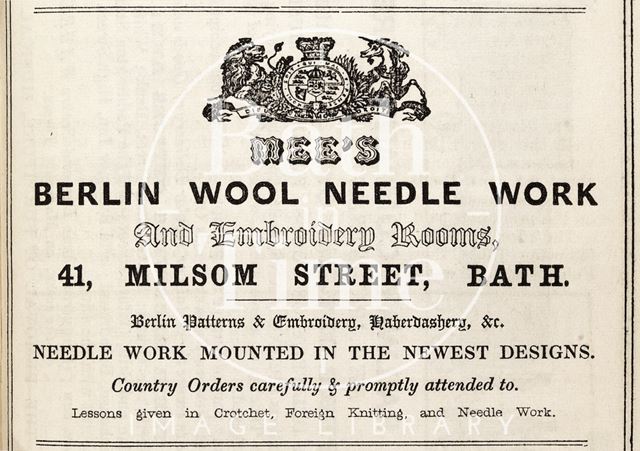 Mees Berlin Wool Needle Work, 41, Milsom Street, Bath 1849