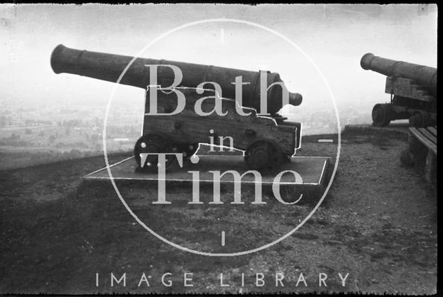 Ornamental cannons at the Wellington Monument, Blackdown Hills, Somerset 1932