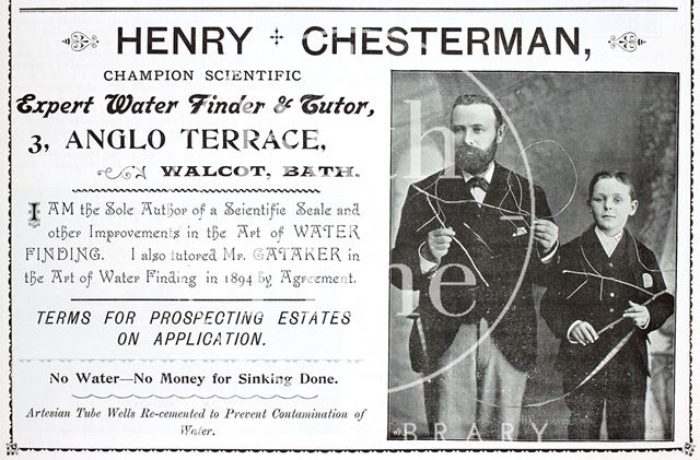 Henry Chesterman, Champion Scientific Expert Water Diviner and Tutor, 3, Anglo Terrace, Walcot, Bath c.1890