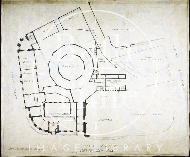 Plan of the redevelopment of the Guildhall, Bath c.1930