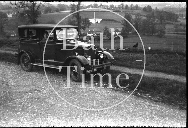 A roadside stop for a photograph near Box, Wiltshire c.1930