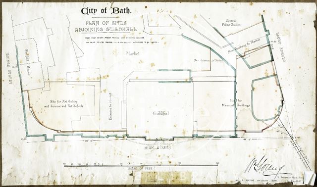 Plan of Sites Adjoining the Guildhall, Bath 1891