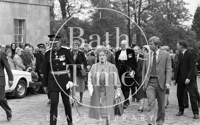 The Queen Mother visiting Bath 1979