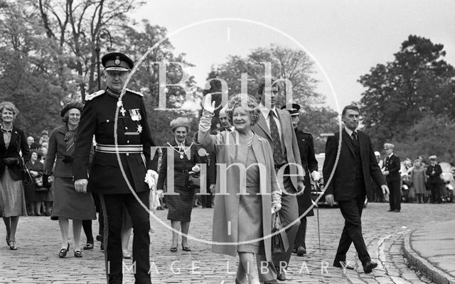 The Queen Mother visiting Bath 1979