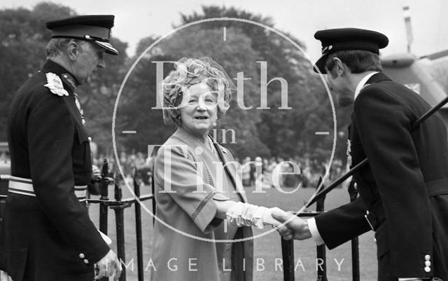 The Queen Mother visiting Bath 1979