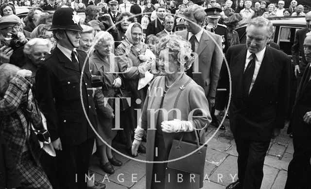 The Queen Mother visiting Bath 1979