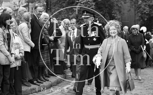 The Queen Mother visiting Bath 1979