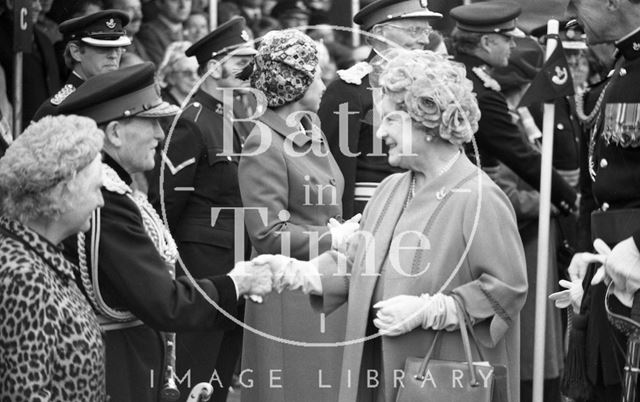 The Queen Mother visiting Bath 1979