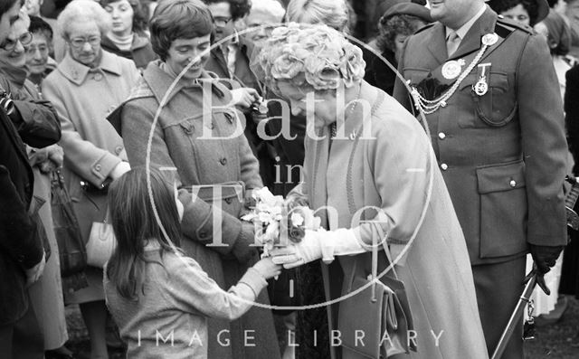 The Queen Mother visiting Bath 1979