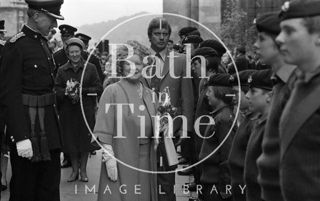 The Queen Mother visiting Bath 1979