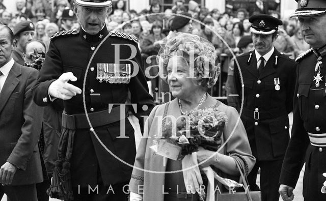 The Queen Mother visiting Bath 1979