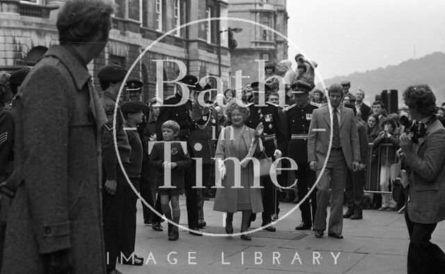 The Queen Mother visiting Bath 1979