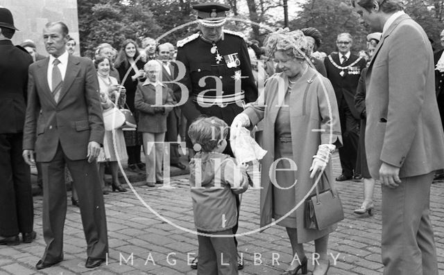 The Queen Mother visiting Bath 1979