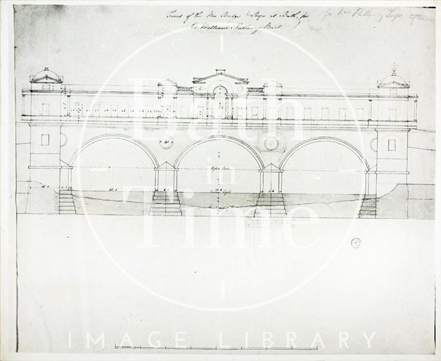 Downstream elevation of Pulteney Bridge, Bath c.1770