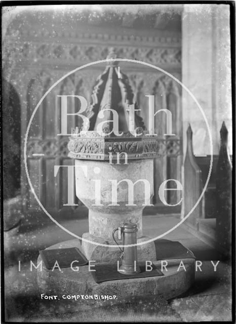 Font, Compton Bishop Church, Somerset c.1920