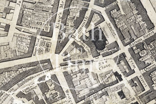 The City of Bath map by Charles Harcourt Masters 1808 - detail