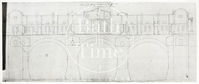 Section of the south side of Pulteney Bridge, Bath c.1770