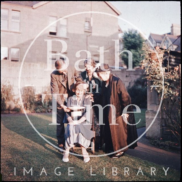 Family Group in the garden of the photographer in Shakespeare Avenue, Bath 1955