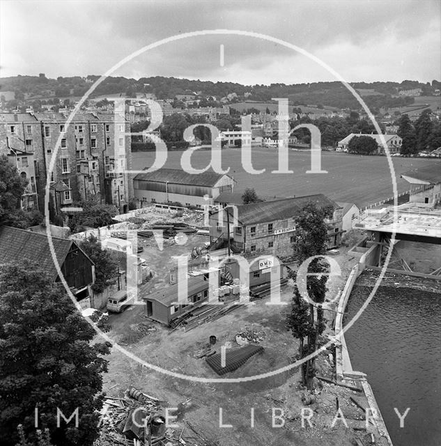 The Pulteney Weir scheme under construction, Bath 1971