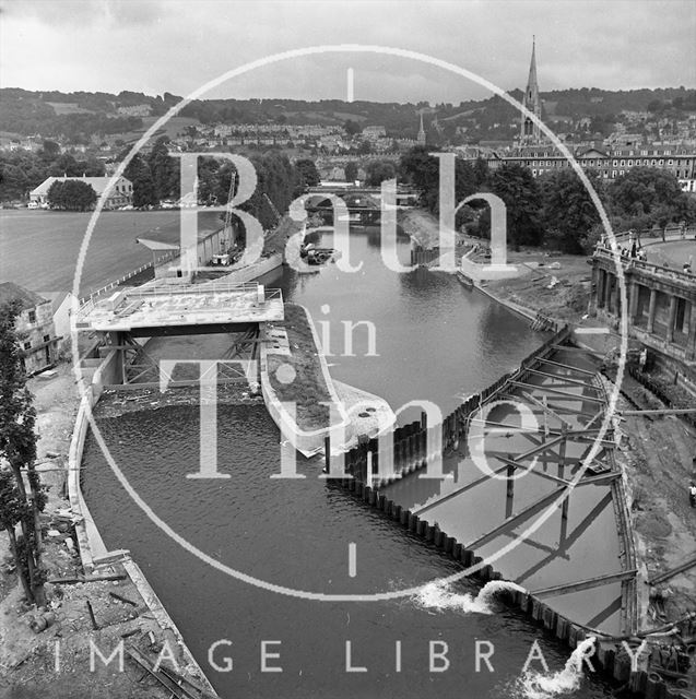 The Pulteney Weir scheme under construction, Bath 1971