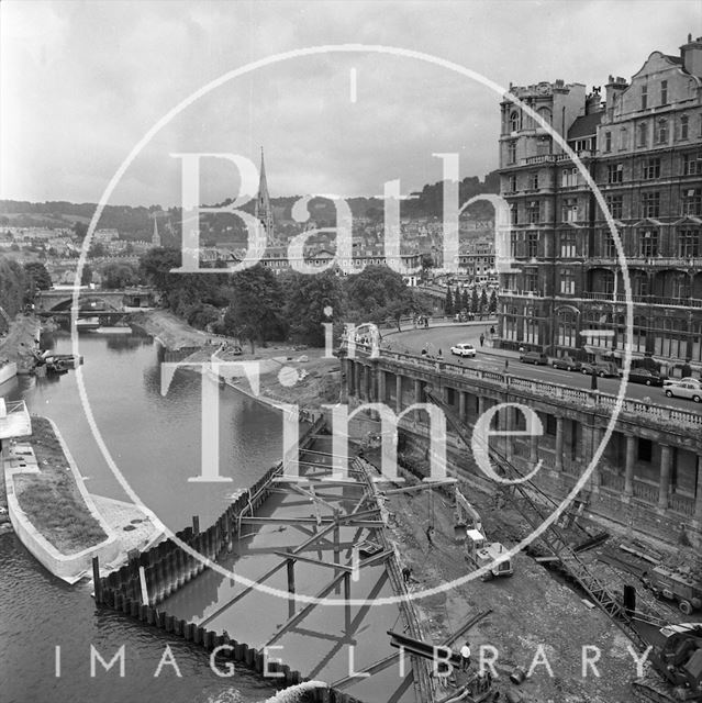 The Pulteney Weir scheme under construction, Bath 1971