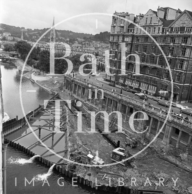 The Pulteney Weir scheme under construction, Bath 1971