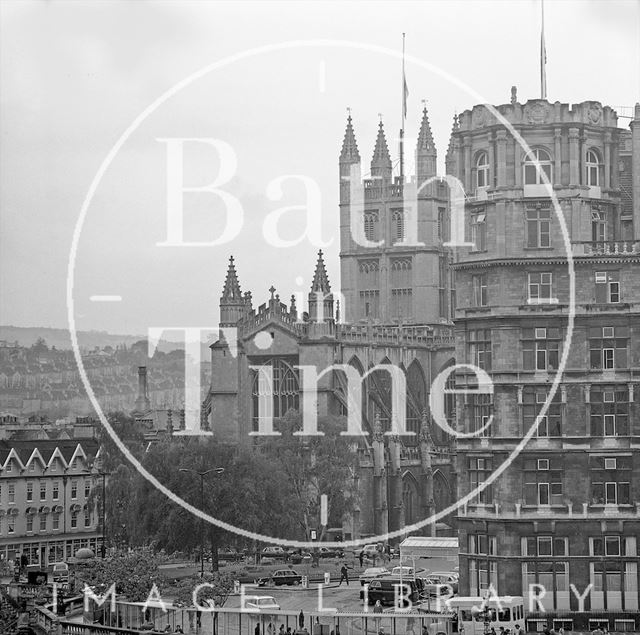 View over to Grand Parade, the Empire and Abbey, Bath 1972