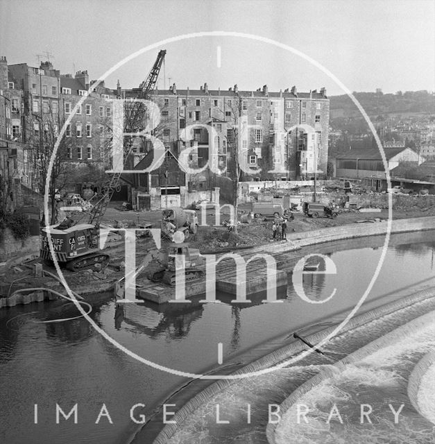 Work on the Flood Prevention scheme at Pulteney Weir, Bath 1971