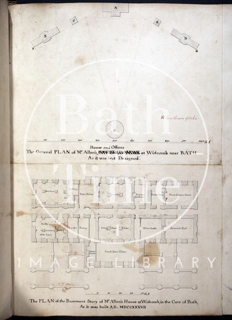 The General Plan of Mr. Allen's House and Offices at Widcombe near Bath as it was first designed c.1735