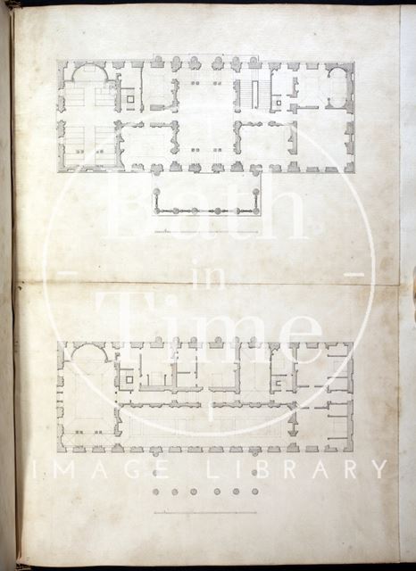 Floor Plans of Prior Park, as drawn by John Wood the Elder, Bath c.1735