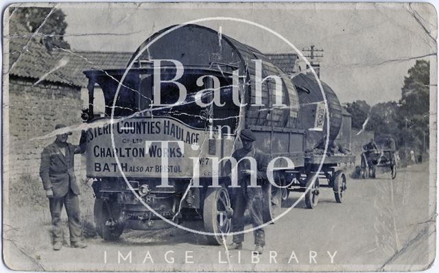 Steam lorries from Western Counties Haulage Company, Possibly in newton Road, Twerton, Bath c.1910