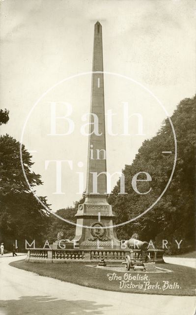 The Obelisk and Cannons at the entrance to Royal Victoria Park, Bath c.1910