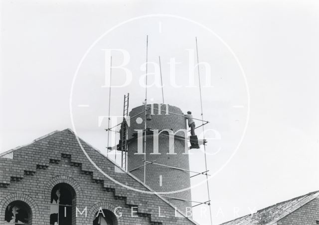 Dismantling the chimney of Bath's gasworks 1980