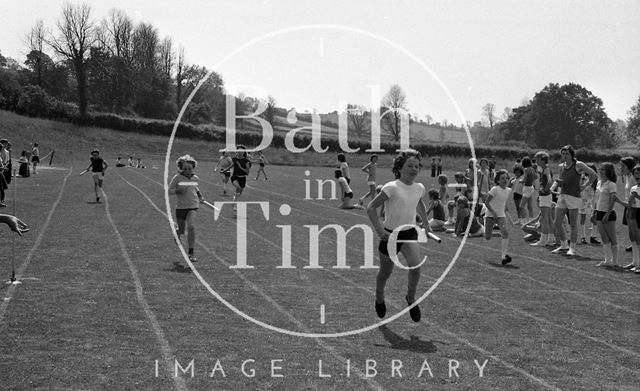 Neil Muspratt wins the junior relay for St. John's Primary School, Midsomer Norton, Somerset 1976