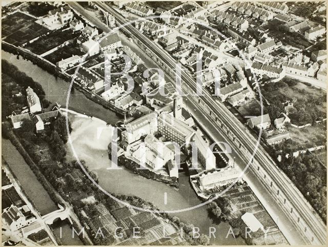 Aerial view of the River Avon, Twerton, Bath c.1940