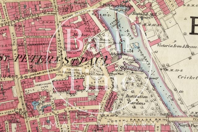 The Orange Grove area, Bath 1:2,500 OS map 1888 - detail