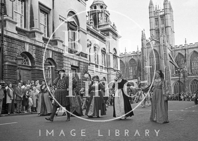 The Monarchy 1000 procession, High Street, Bath 1973