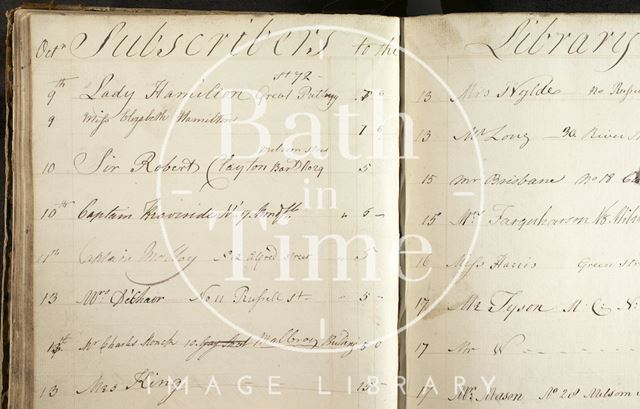 Entry from Marshall's subscription library ledger 1794