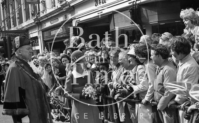 Queen Elizabeth and Prince Philip during their visit to Bath for Monarchy 1000 1973