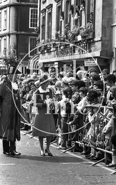 Queen Elizabeth and Prince Philip during their visit to Bath for Monarchy 1000 1973