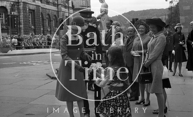 Queen Elizabeth and Prince Philip during their visit to Bath for Monarchy 1000 1973