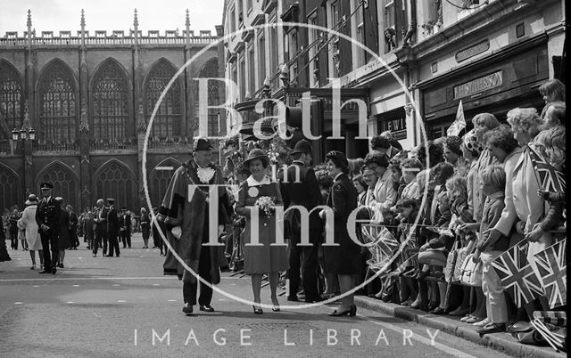 Queen Elizabeth and Prince Philip during their visit to Bath for Monarchy 1000 1973