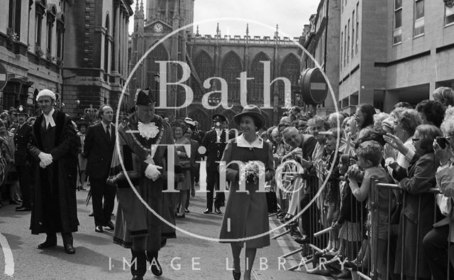 Queen Elizabeth and Prince Philip during their visit to Bath for Monarchy 1000 1973