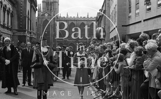 Queen Elizabeth and Prince Philip during their visit to Bath for Monarchy 1000 1973