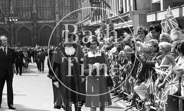 Queen Elizabeth and Prince Philip during their visit to Bath for Monarchy 1000 1973