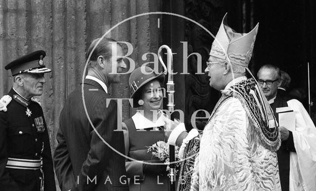 Queen Elizabeth and Prince Philip during their visit to Bath for Monarchy 1000 1973